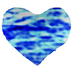 Blue Waves Flow Series 5 Large 19  Premium Heart Shape Cushions by DimitriosArt