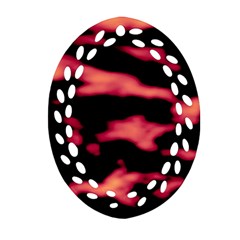 Red Waves Flow Series 5 Ornament (oval Filigree) by DimitriosArt