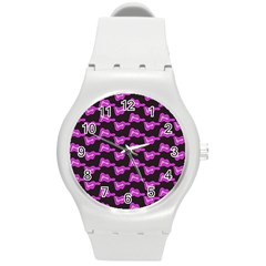 Abstract Waves Round Plastic Sport Watch (m) by SychEva