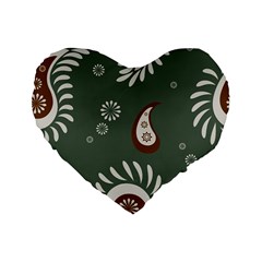 Floral Pattern Paisley Style Paisley Print  Doodle Background Standard 16  Premium Flano Heart Shape Cushions by Eskimos