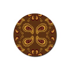 Floral Pattern Paisley Style Paisley Print  Doodle Background Rubber Coaster (round) by Eskimos