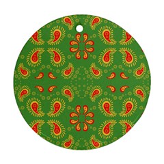 Floral Pattern Paisley Style Paisley Print  Doodle Background Round Ornament (two Sides) by Eskimos