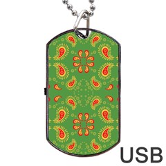 Floral Pattern Paisley Style Paisley Print  Doodle Background Dog Tag Usb Flash (two Sides) by Eskimos