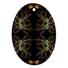 Floral Folk Damask Pattern  Oval Ornament (two Sides) by Eskimos