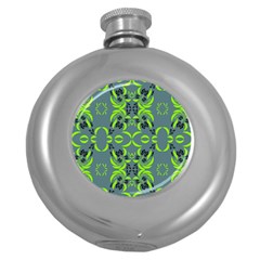 Floral Folk Damask Pattern  Round Hip Flask (5 Oz) by Eskimos