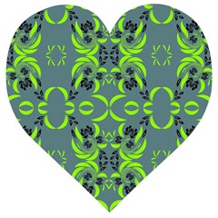 Floral Folk Damask Pattern  Wooden Puzzle Heart