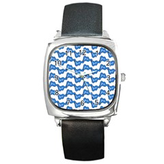 Abstract Waves Square Metal Watch by SychEva