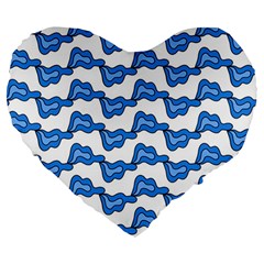 Abstract Waves Large 19  Premium Heart Shape Cushions by SychEva