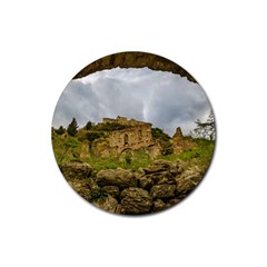 Ancient Mystras Landscape, Peloponnese, Greece Rubber Coaster (round) by dflcprintsclothing