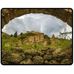 Ancient Mystras Landscape, Peloponnese, Greece Double Sided Fleece Blanket (medium)  by dflcprintsclothing