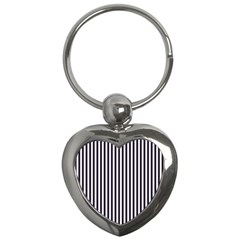 Minimalistic Black And White Stripes, Vertical Lines Pattern Key Chain (heart) by Casemiro