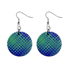 Blue Green Tiling  Mini Button Earrings by lujastyles
