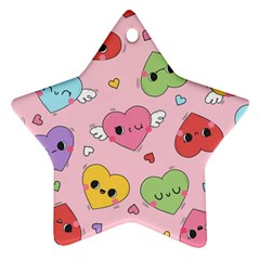 Kawaii Hearts Pattern Star Ornament (two Sides) by lisamaisak