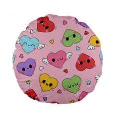 Kawaii Hearts Pattern Standard 15  Premium Round Cushions by lisamaisak