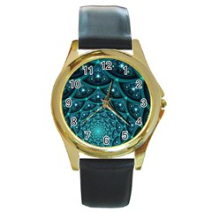 Fractal Round Gold Metal Watch