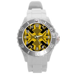 Abstract Pattern Geometric Backgrounds   Round Plastic Sport Watch (l) by Eskimos