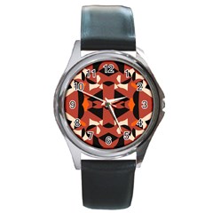 Abstract Pattern Geometric Backgrounds   Round Metal Watch by Eskimos