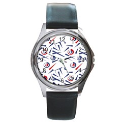 Abstract Pattern Geometric Backgrounds   Round Metal Watch by Eskimos