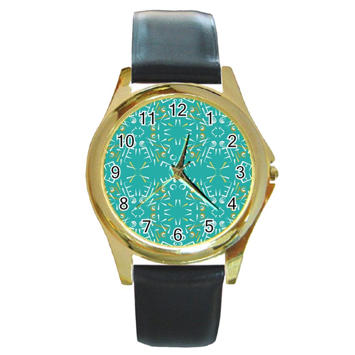 Abstract pattern geometric backgrounds   Round Gold Metal Watch