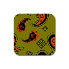 Floral Pattern Paisley Style Paisley Print  Doodle Background Rubber Square Coaster (4 Pack) by Eskimos