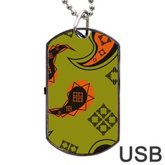 Floral Pattern Paisley Style Paisley Print  Doodle Background Dog Tag Usb Flash (one Side) by Eskimos