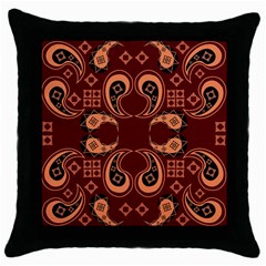 Floral Pattern Paisley Style Paisley Print  Doodle Background Throw Pillow Case (black) by Eskimos