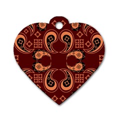 Floral Pattern Paisley Style Paisley Print  Doodle Background Dog Tag Heart (two Sides) by Eskimos