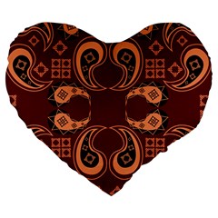 Floral Pattern Paisley Style Paisley Print  Doodle Background Large 19  Premium Heart Shape Cushions by Eskimos
