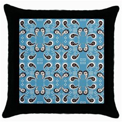 Floral Pattern Paisley Style Paisley Print  Doodle Background Throw Pillow Case (black) by Eskimos