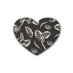 Folk Flowers Print Floral Pattern Ethnic Art Rubber Heart Coaster (4 Pack) by Eskimos