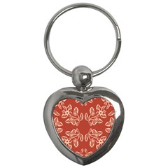 Floral Folk Damask Pattern Fantasy Flowers Floral Geometric Fantasy Key Chain (heart) by Eskimos