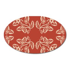 Floral Folk Damask Pattern Fantasy Flowers Floral Geometric Fantasy Oval Magnet by Eskimos