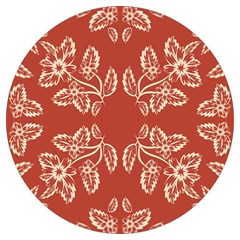 Floral Folk Damask Pattern Fantasy Flowers Floral Geometric Fantasy Round Trivet by Eskimos