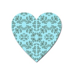 Floral Folk Damask Pattern Fantasy Flowers Floral Geometric Fantasy Heart Magnet by Eskimos