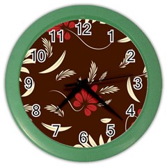 Sfolk Flowers Print Floral Pattern Ethnic Art Color Wall Clock by Eskimos