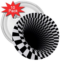 3d Optical Illusion, Dark Hole, Funny Effect 3  Buttons (10 Pack) 