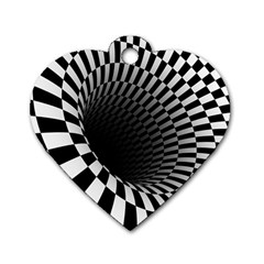 3d Optical Illusion, Dark Hole, Funny Effect Dog Tag Heart (one Side)
