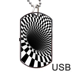 3d Optical Illusion, Dark Hole, Funny Effect Dog Tag Usb Flash (two Sides)