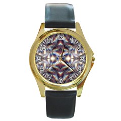 Diamonds And Flowers Round Gold Metal Watch by MRNStudios