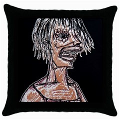 Sketchy Style Drawing Zombie Woman Throw Pillow Case (Black)