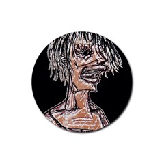 Sketchy Style Drawing Zombie Woman Rubber Coaster (round) by dflcprintsclothing