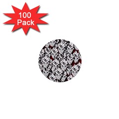 Demonic Skulls Pattern, Spooky Horror, Halloween Theme 1  Mini Buttons (100 Pack) 