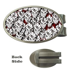 Demonic Skulls Pattern, Spooky Horror, Halloween Theme Money Clips (oval) 