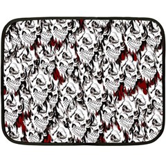 Demonic Skulls Pattern, Spooky Horror, Halloween Theme Double Sided Fleece Blanket (mini) 