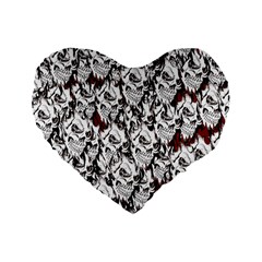 Demonic Skulls Pattern, Spooky Horror, Halloween Theme Standard 16  Premium Heart Shape Cushions