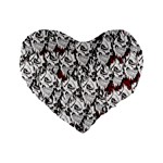 Demonic Skulls pattern, spooky horror, Halloween theme Standard 16  Premium Heart Shape Cushions Front