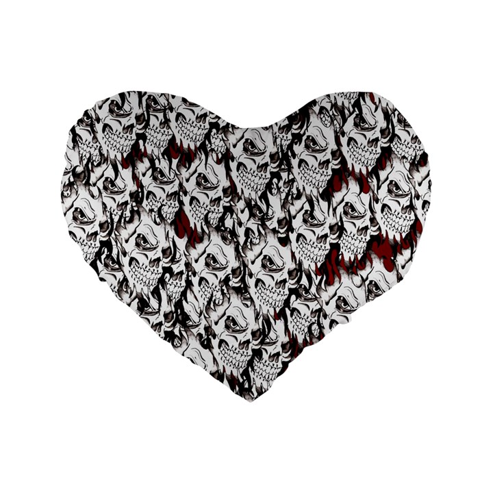 Demonic Skulls pattern, spooky horror, Halloween theme Standard 16  Premium Heart Shape Cushions