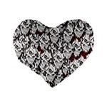 Demonic Skulls pattern, spooky horror, Halloween theme Standard 16  Premium Heart Shape Cushions Back