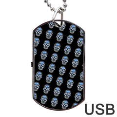 Skulls, Demonic Skull Pattern, Frida Kahlo Stylised Dog Tag Usb Flash (two Sides) by Casemiro