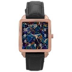 Oil Slick Rose Gold Leather Watch  by MRNStudios